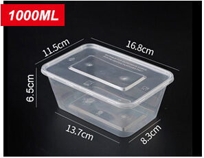 1000ml方形一次性塑料餐盒实拍图