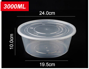 3000ml圆形一次性塑料餐盒实拍图